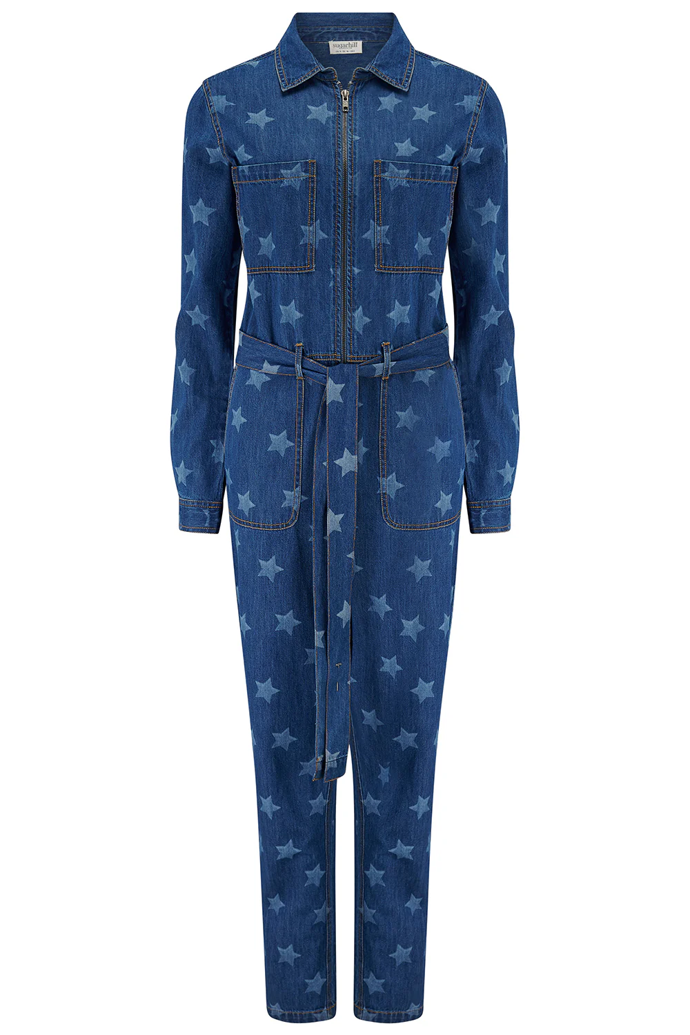 ANWEN Denim Boilersuit In All Stars Print - Image 6