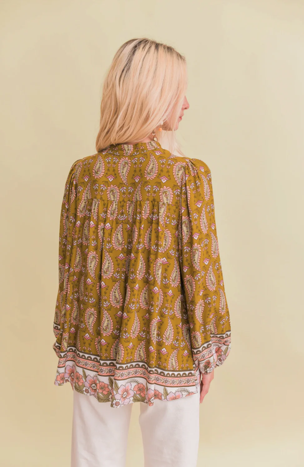 BEE Blouse in Mustard Gold Amalie Print - Image 5