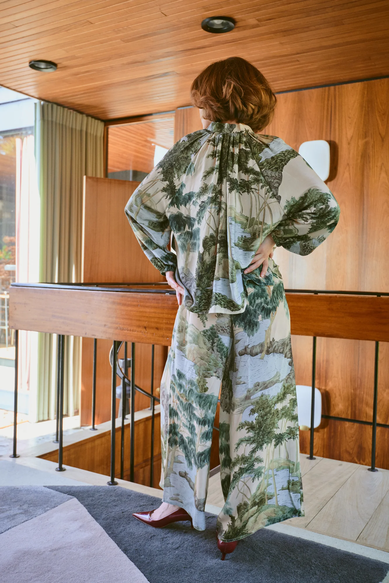 Crepe Palazzo Trousers in River and Trees Print by One Hundred Stars - PPCRVTNAT - Image 10