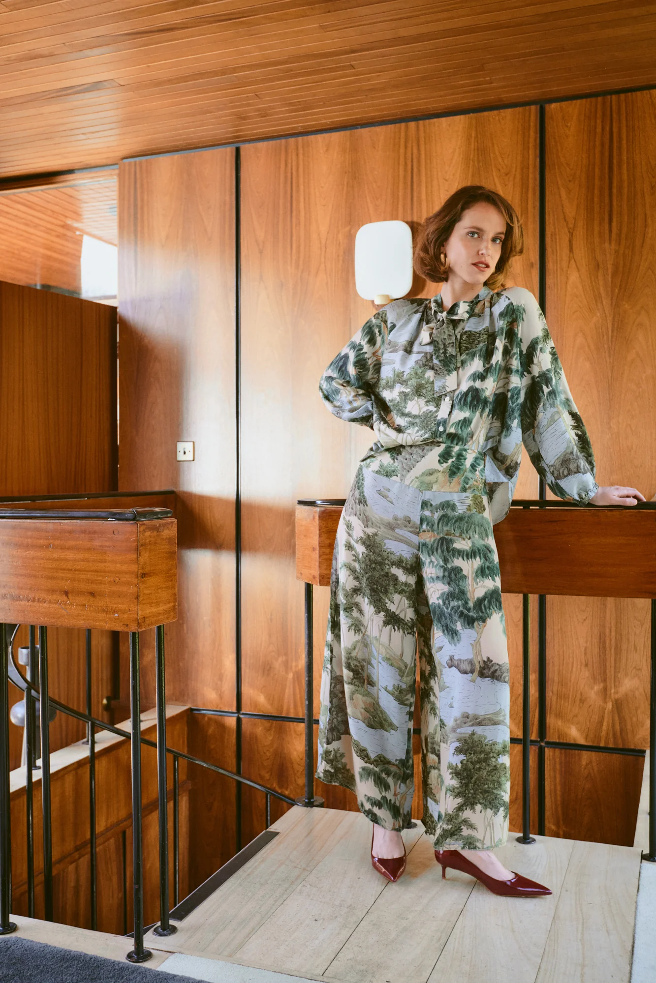 Crepe Palazzo Trousers in River and Trees Print by One Hundred Stars - PPCRVTNAT - Image 4