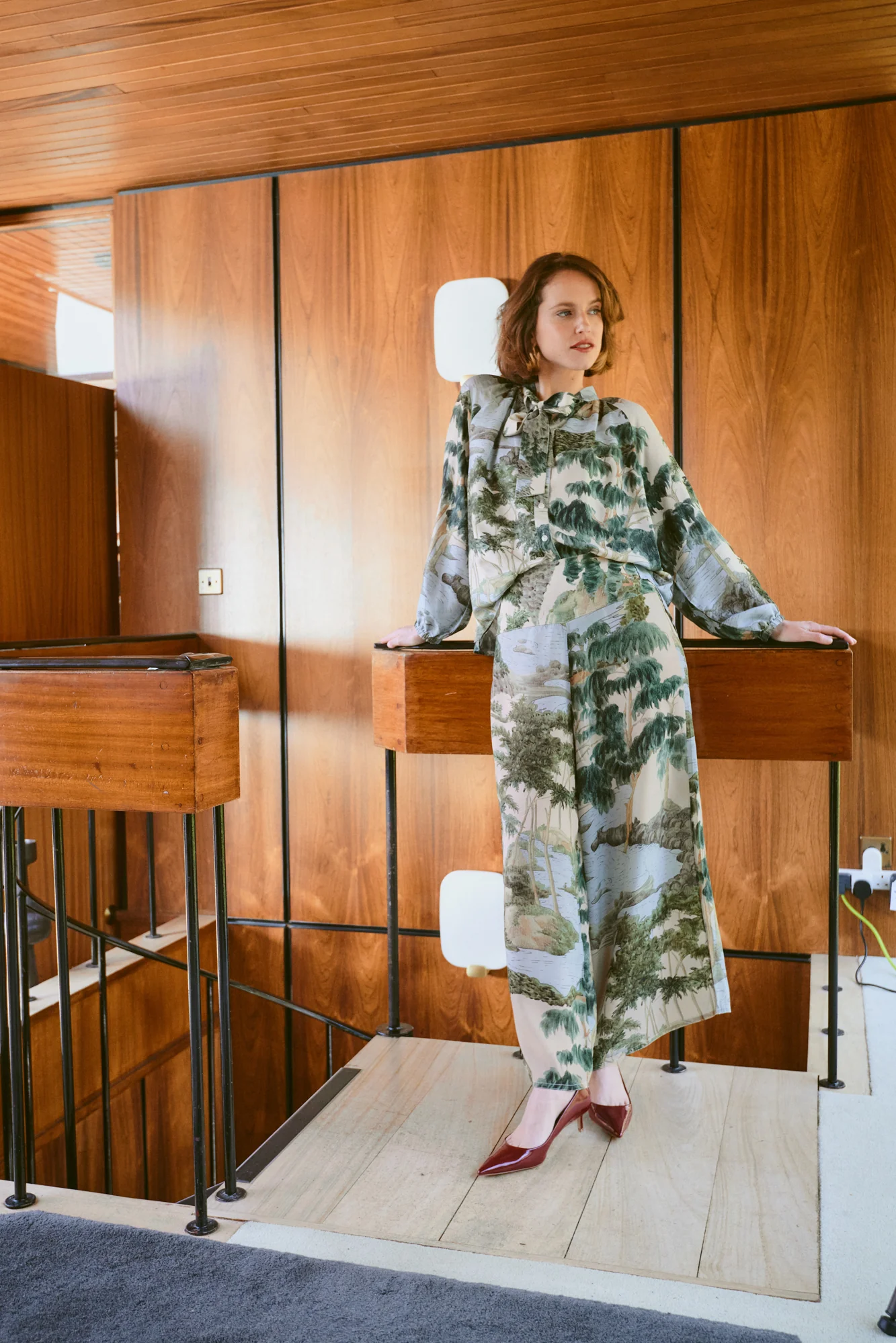 Crepe Palazzo Trousers in River and Trees Print by One Hundred Stars - PPCRVTNAT - Image 6