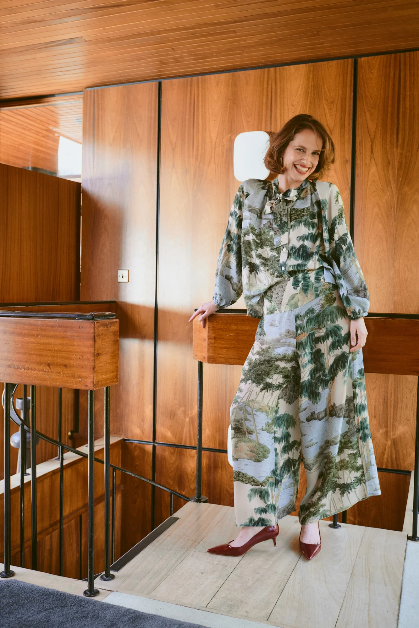 Crepe Palazzo Trousers in River and Trees Print by One Hundred Stars - PPCRVTNAT - Image 7