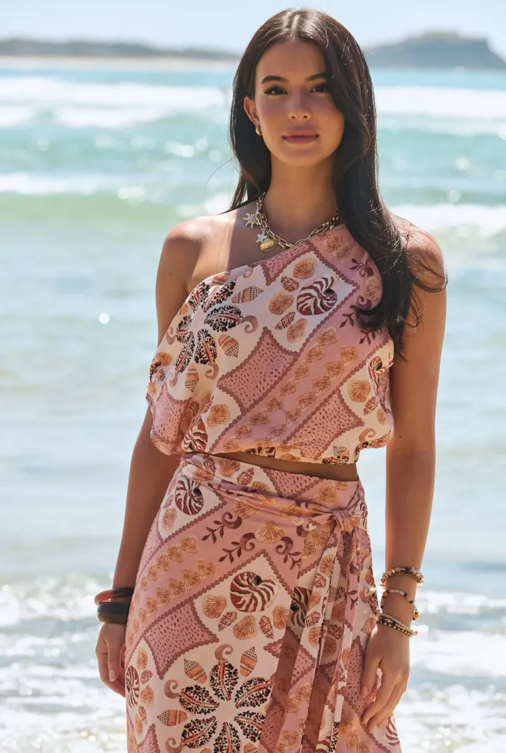 Elka Off Shoulder Crop Top in Tahitian Print - Image 4