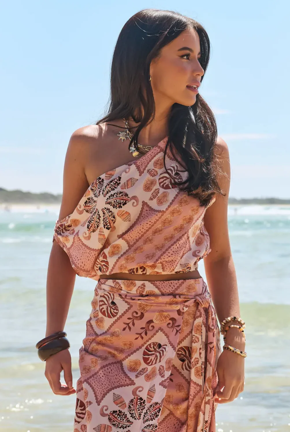 Elka Off Shoulder Crop Top in Tahitian Print - Image 5