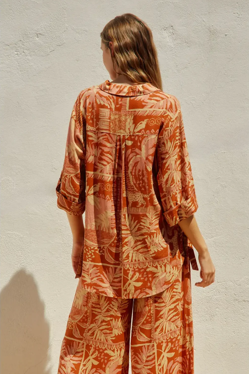 FERN Orange Printed Tie Side Shirt - Image 3