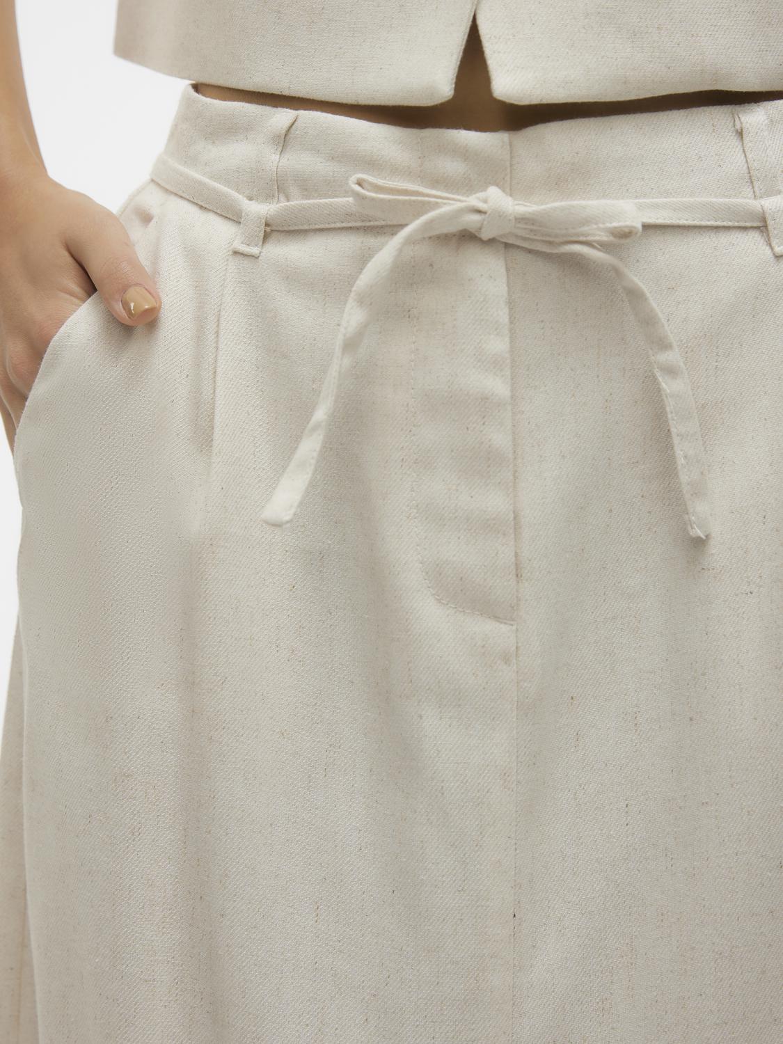 FLORENCE Long Linen Skirt with Split in Natural - Image 6