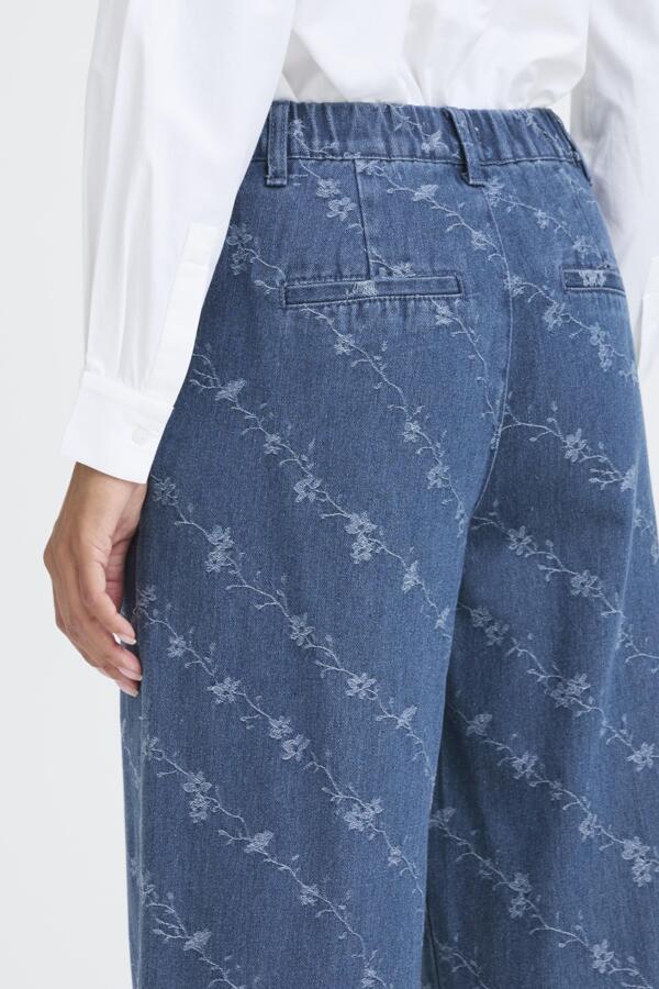 KANIO Embroidered Floral Vine Wide Leg Denim Jeans - Image 4