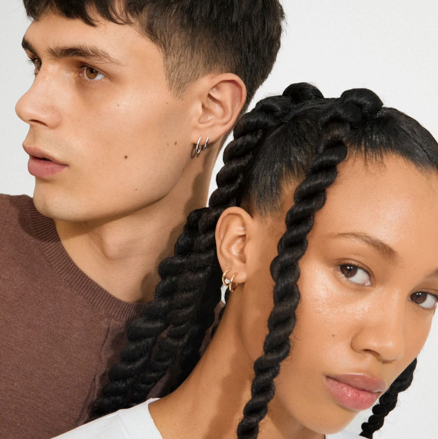 LEAF 2-in-1 set huggie hoops gold-plated - 2043 - Image 3