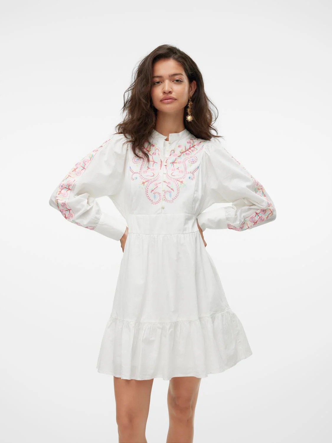 LILIA Boho Folk Embroidered Short Dress - Image 3