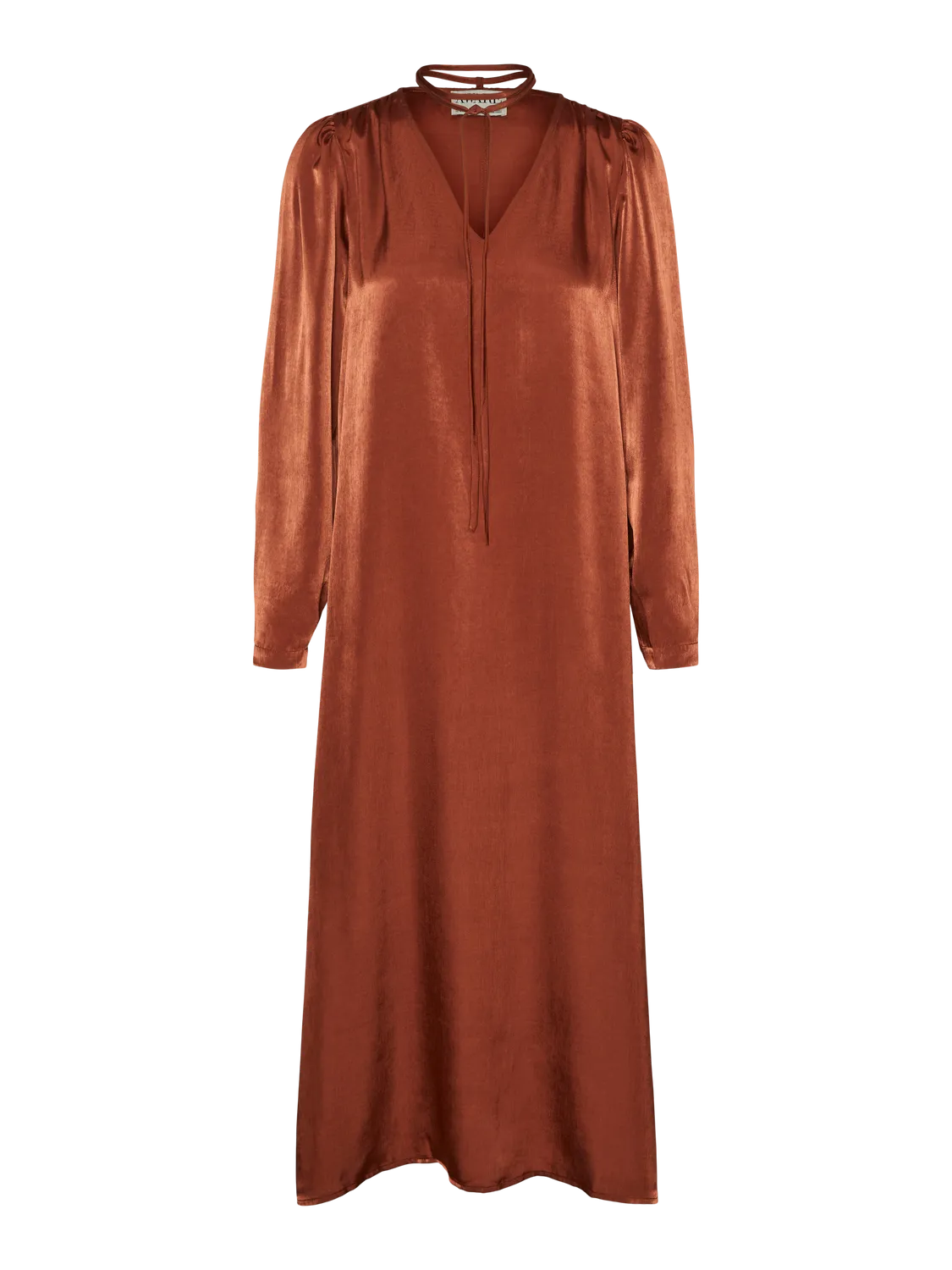MAE Longline Silk Feel Burnt Orange Maxi Dress - Image 3