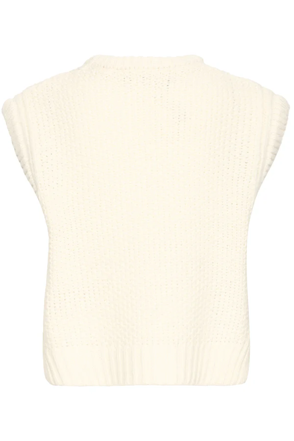 NITTA Sleeveless Knitted Slipover Gillet in Birch Cream - Image 4