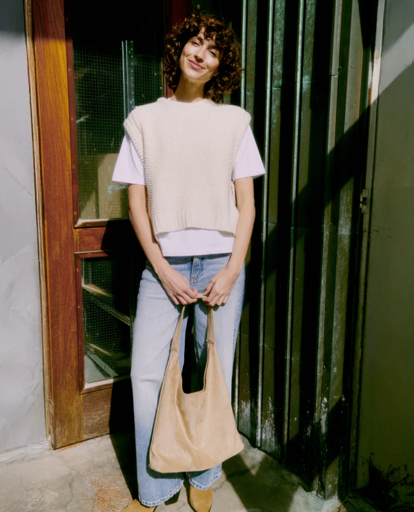 NITTA Sleeveless Knitted Slipover Gillet in Birch Cream - Image 6