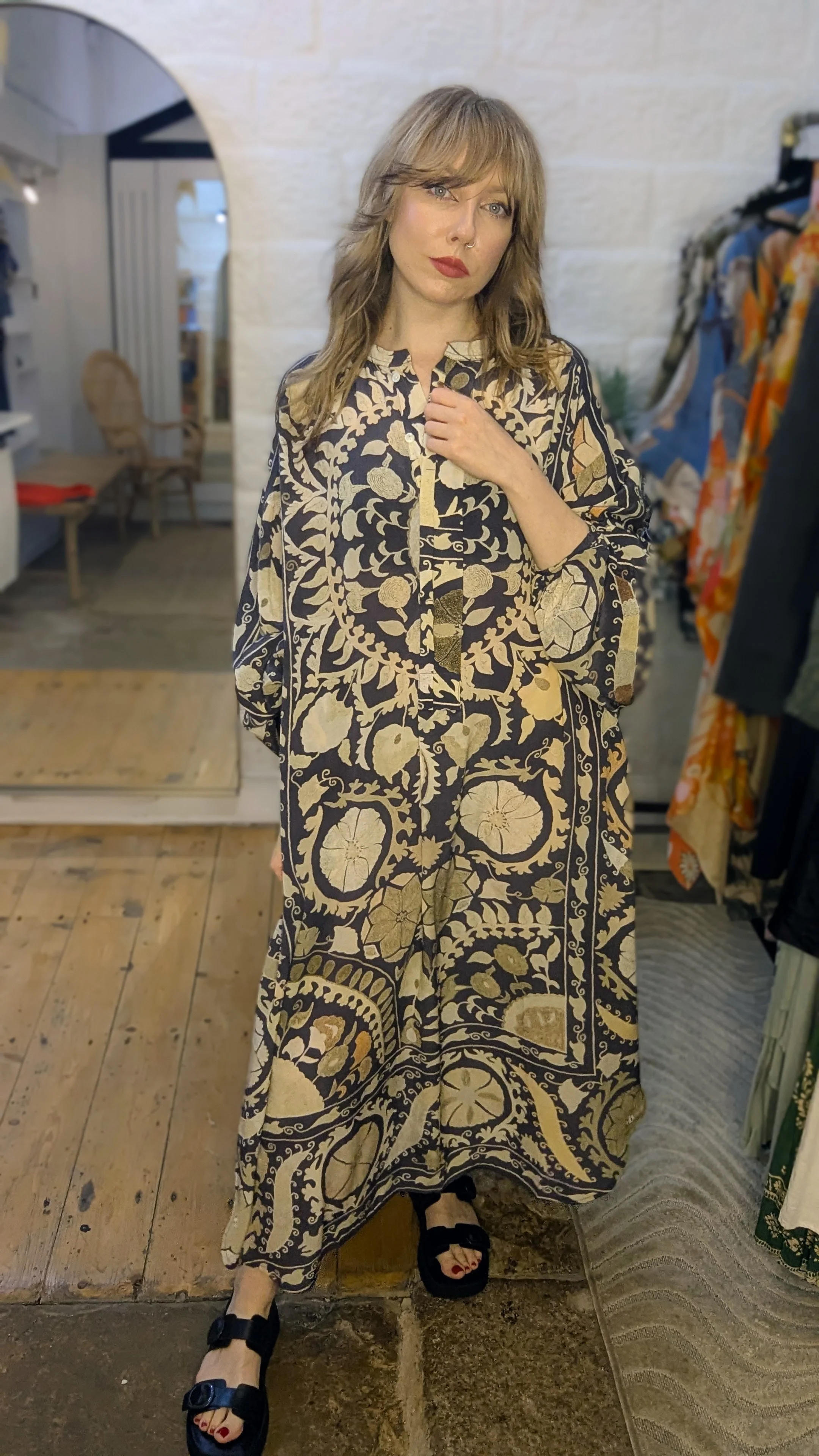 One Hundred Stars Darcy Dress in Charcoal Susani Print - DRDSUSCHA - Image 10