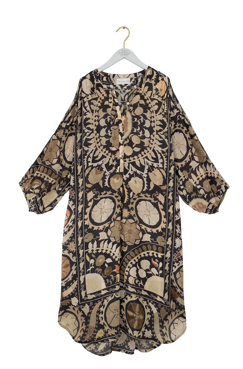 One Hundred Stars Darcy Dress in Charcoal Susani Print - DRDSUSCHA - Image 4