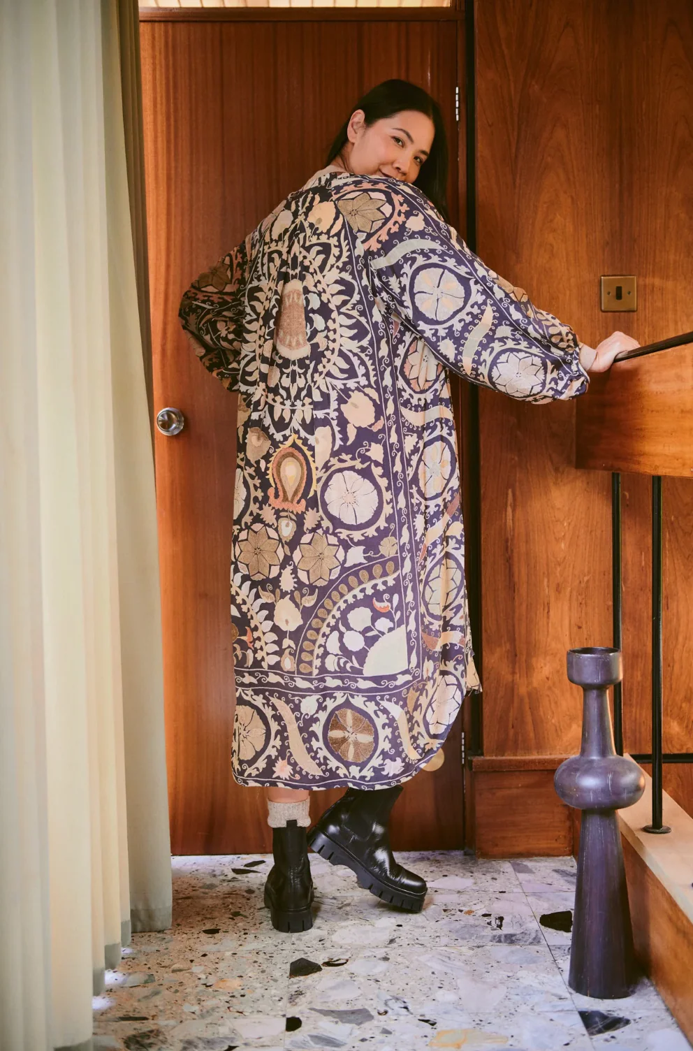 One Hundred Stars Darcy Dress in Charcoal Susani Print - DRDSUSCHA - Image 5