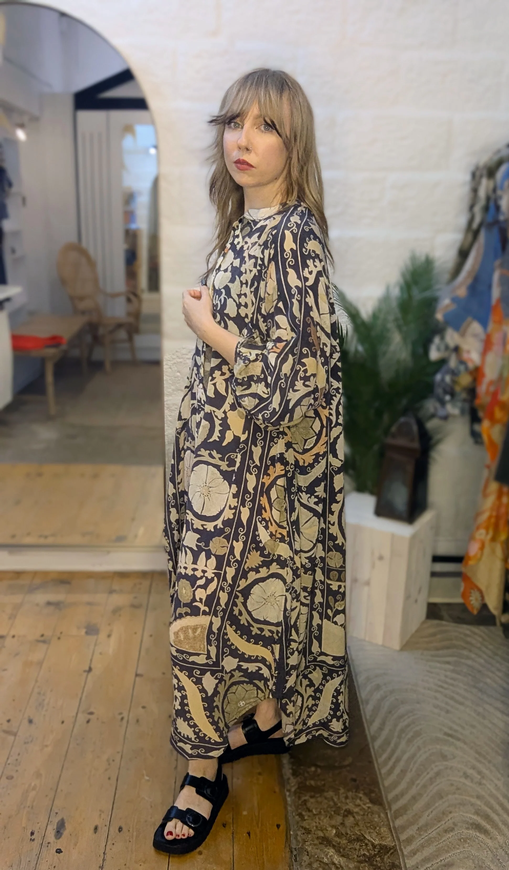 One Hundred Stars Darcy Dress in Charcoal Susani Print - DRDSUSCHA - Image 8