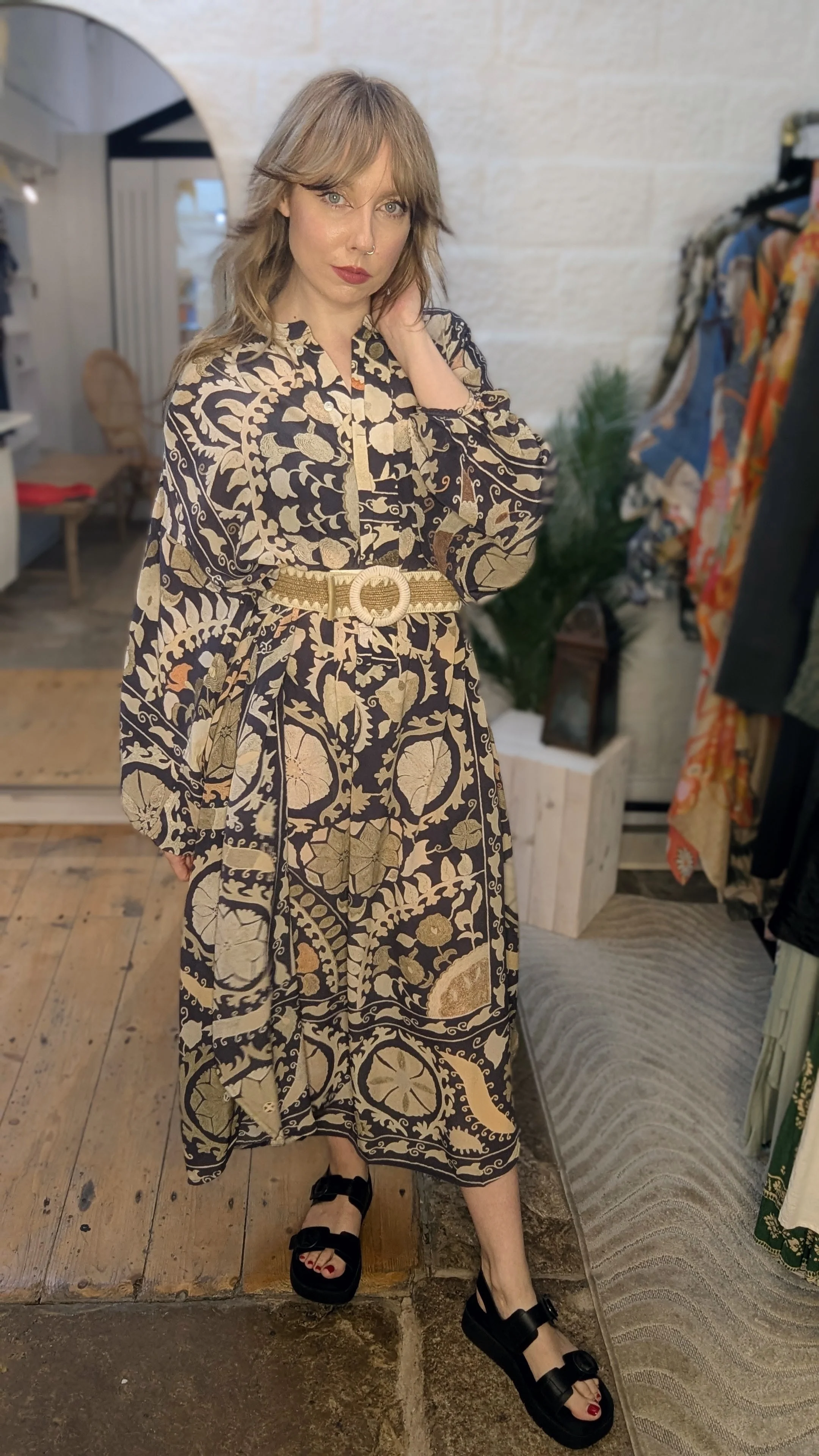 One Hundred Stars Darcy Dress in Charcoal Susani Print - DRDSUSCHA - Image 9