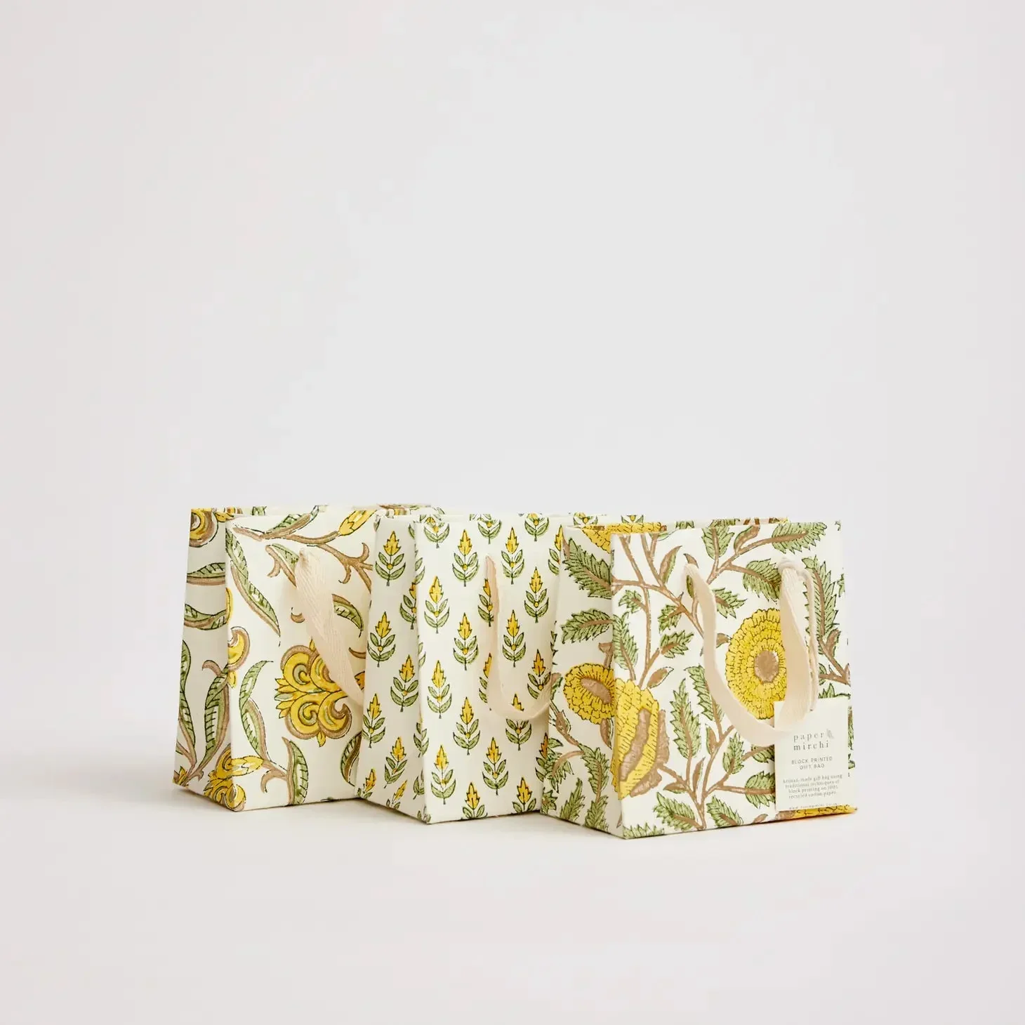 Paper Mirchi Sustainable Luxe Gift Bag in Yellow Florals- Small - Image 11
