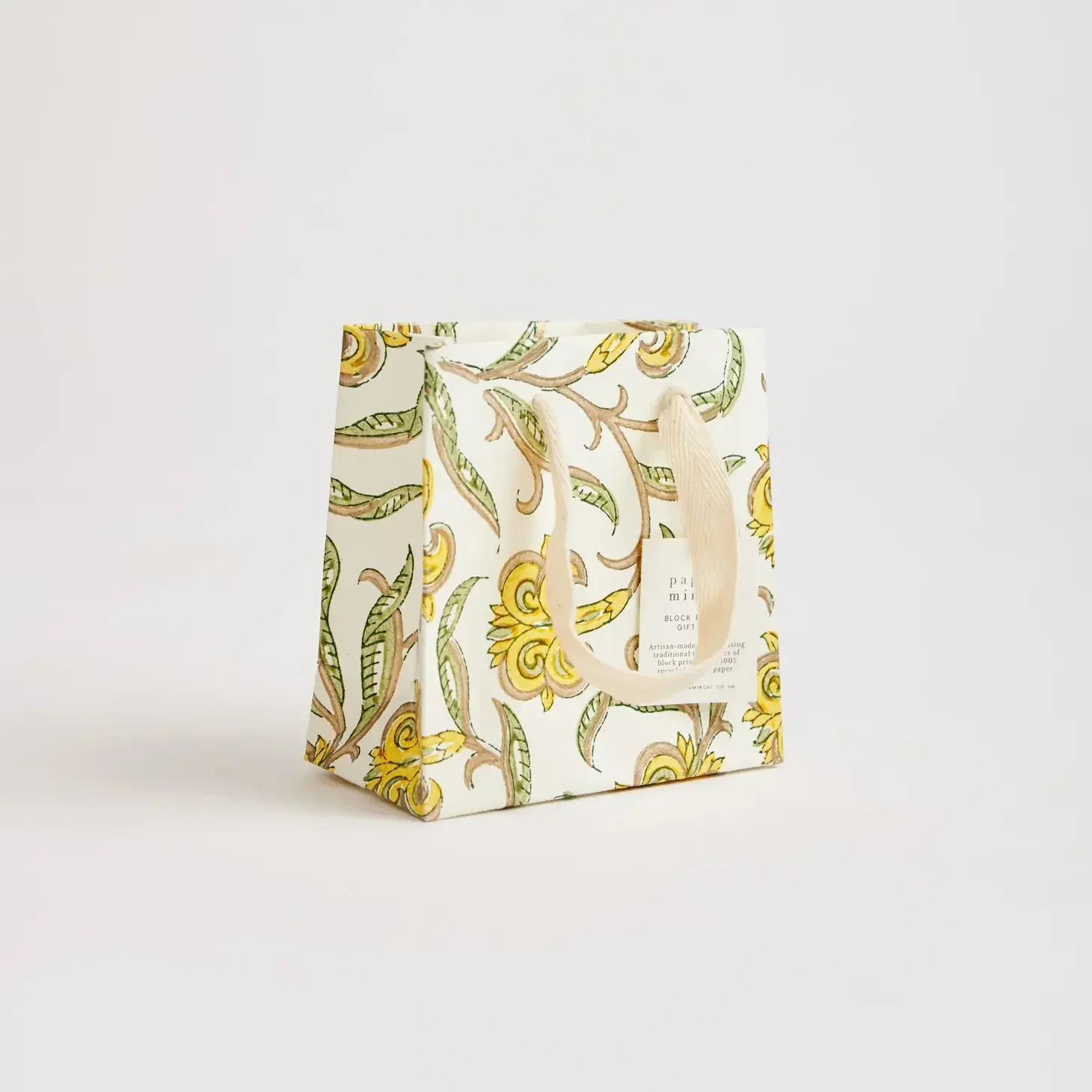 Paper Mirchi Sustainable Luxe Gift Bag in Yellow Florals- Small - Image 4