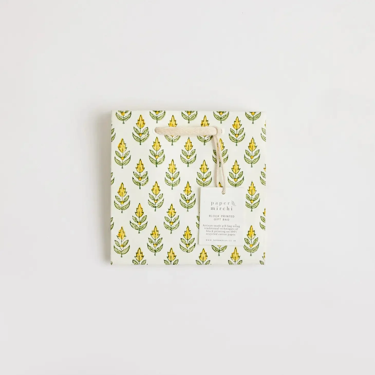 Paper Mirchi Sustainable Luxe Gift Bag in Yellow Florals- Small - Image 6