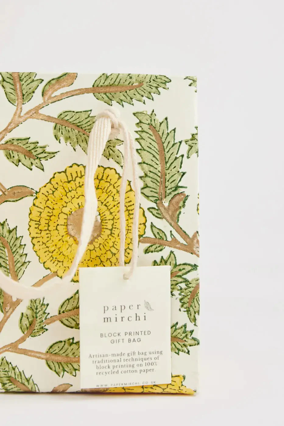 Paper Mirchi Sustainable Luxe Gift Bag in Yellow Florals- Small - Image 8