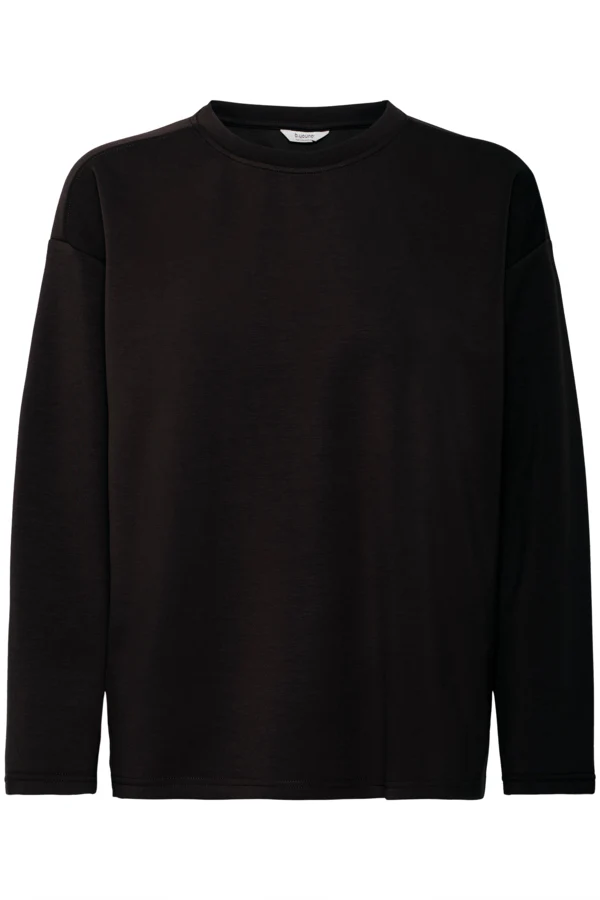 BANA T01 Long Sleeve Round Neck Soft Touch Sweatshirt in Black - Image 3