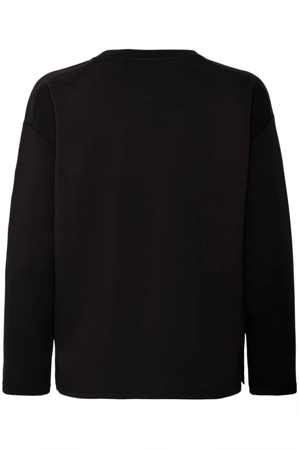 BANA T01 Long Sleeve Round Neck Soft Touch Sweatshirt in Black - Image 4