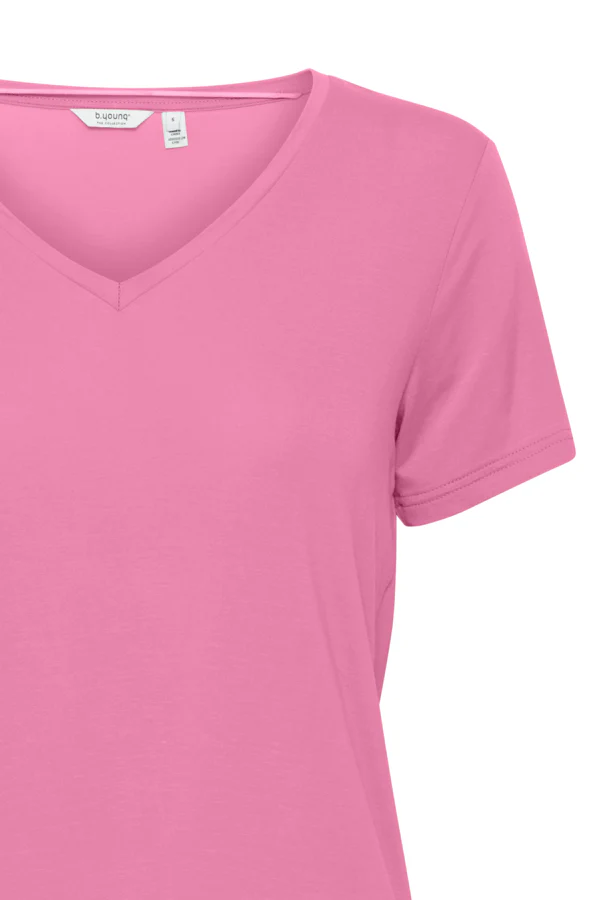 REXIMA V-Neck Jersey T-shirt in Super Pink - Image 3