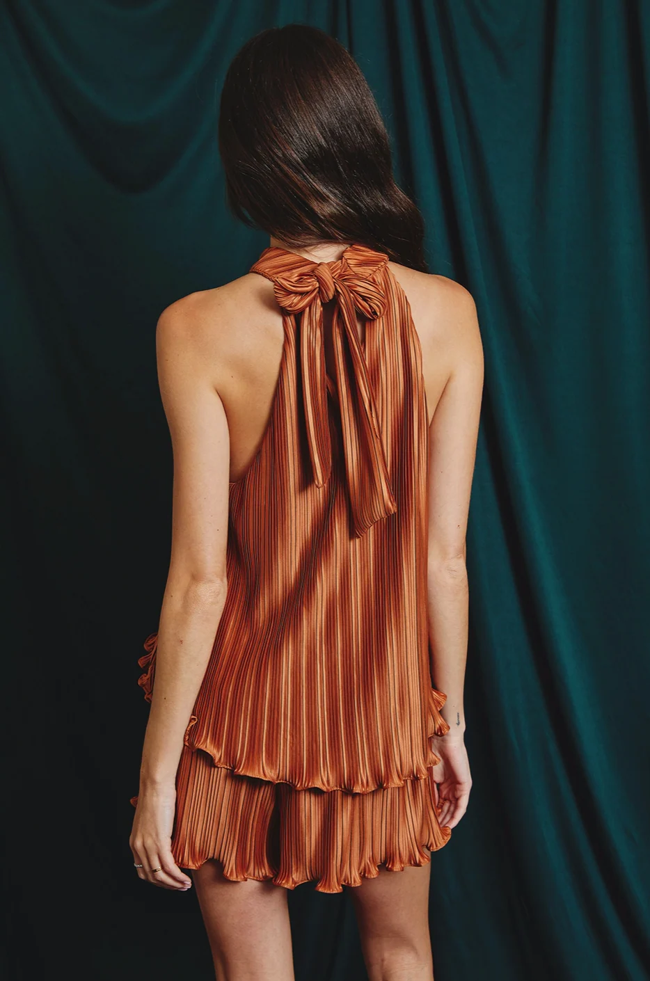 Sally Pleat Shorts in Terracotta - Image 3