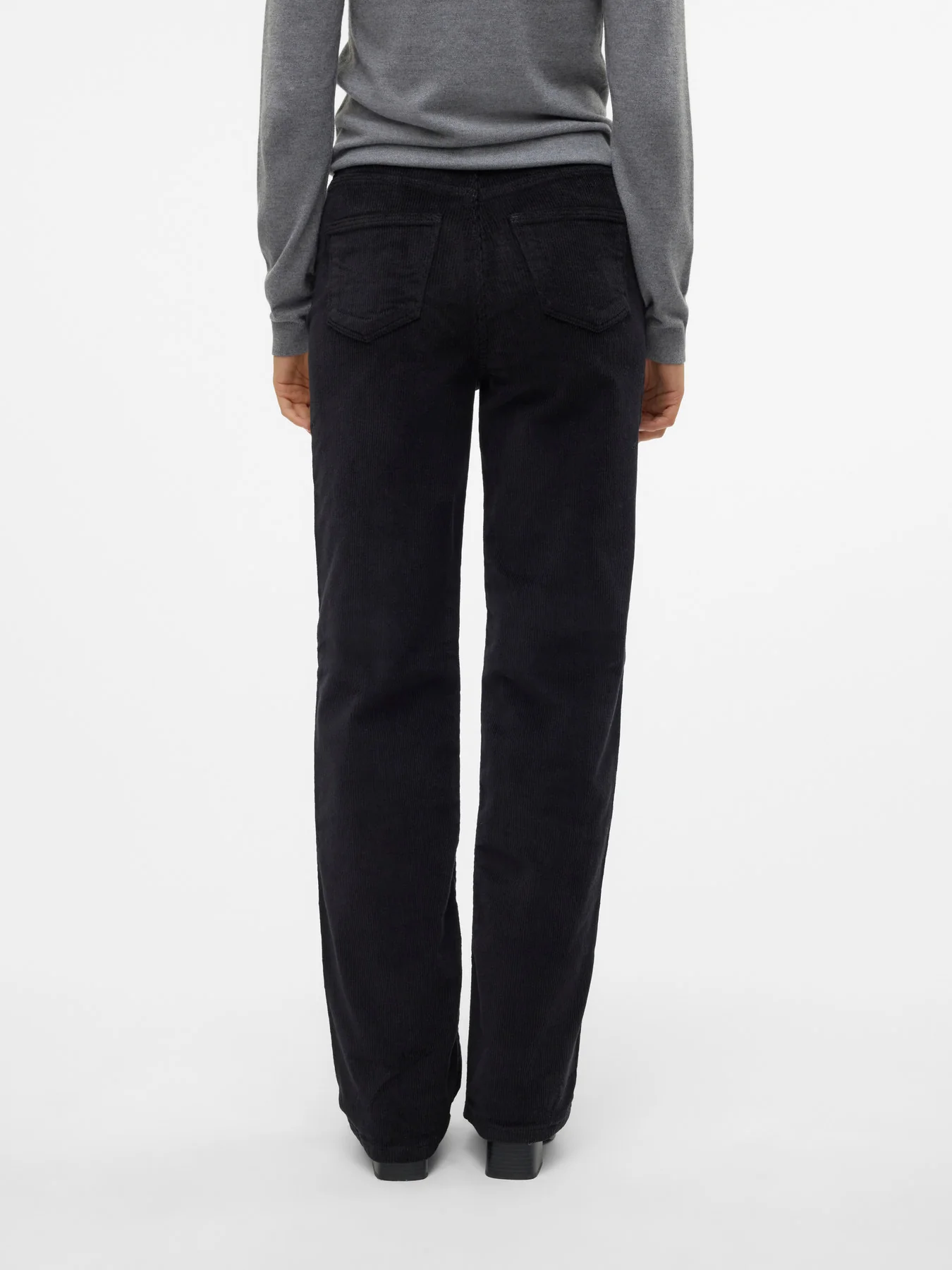 TESSA Corduroy High Rise Wide Leg Trousers in Black - Image 3