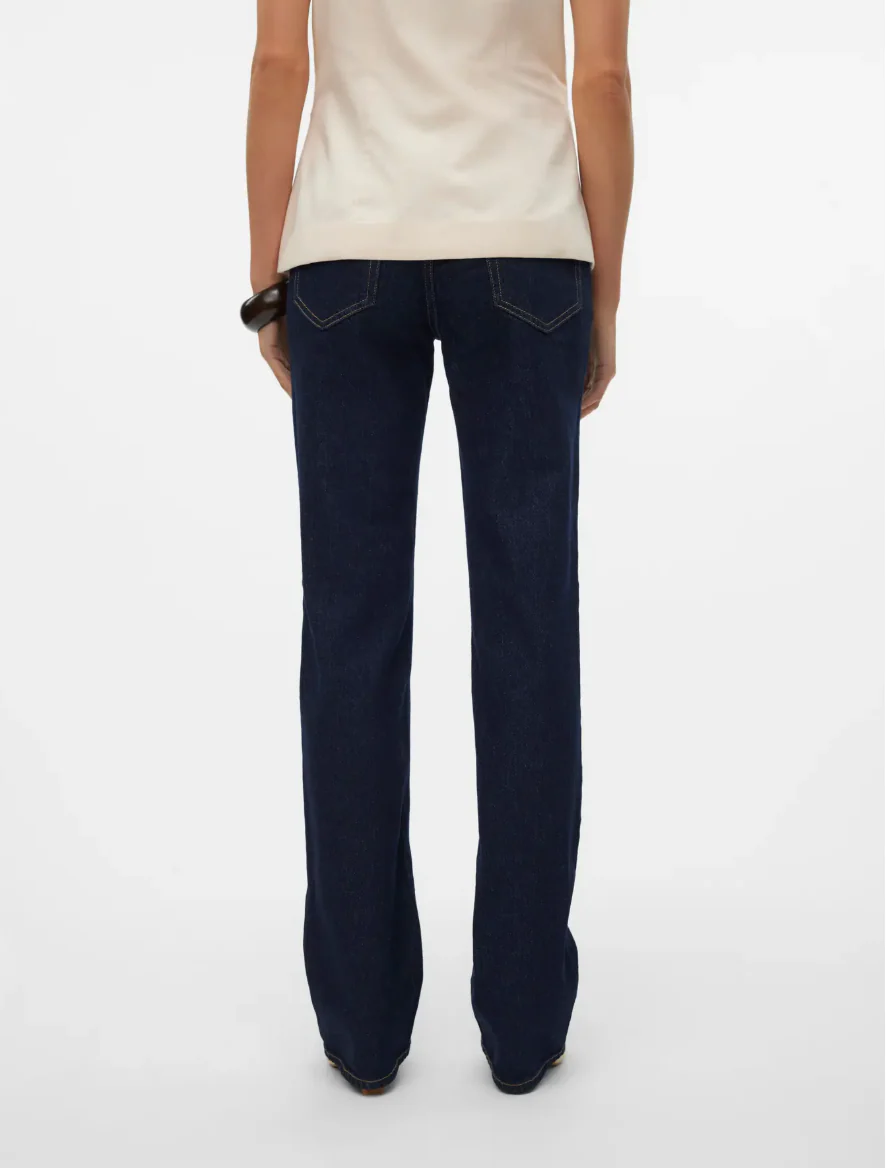 TESSA High Rise Straight Leg Jeans in Dark Blue Denim - Image 5