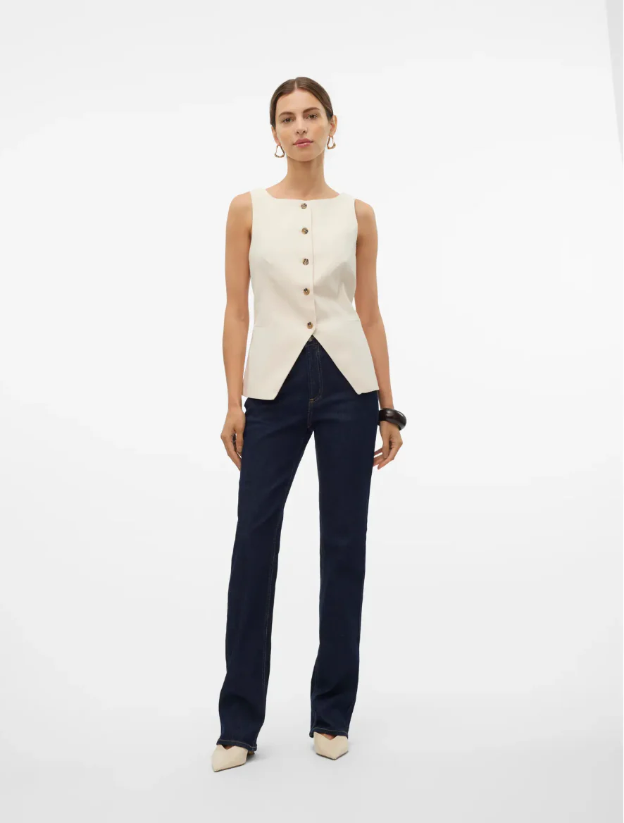 TESSA High Rise Straight Leg Jeans in Dark Blue Denim - Image 6