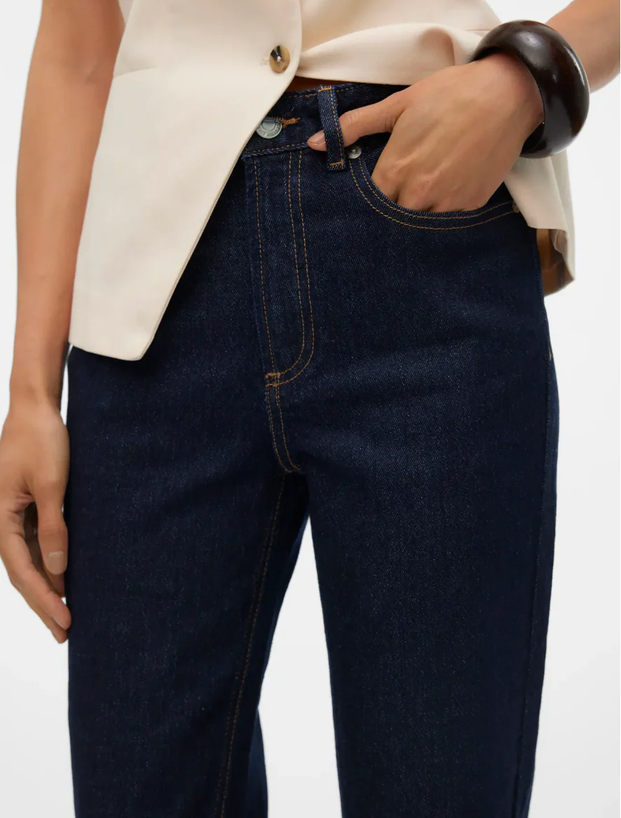 TESSA High Rise Straight Leg Jeans in Dark Blue Denim - Image 7