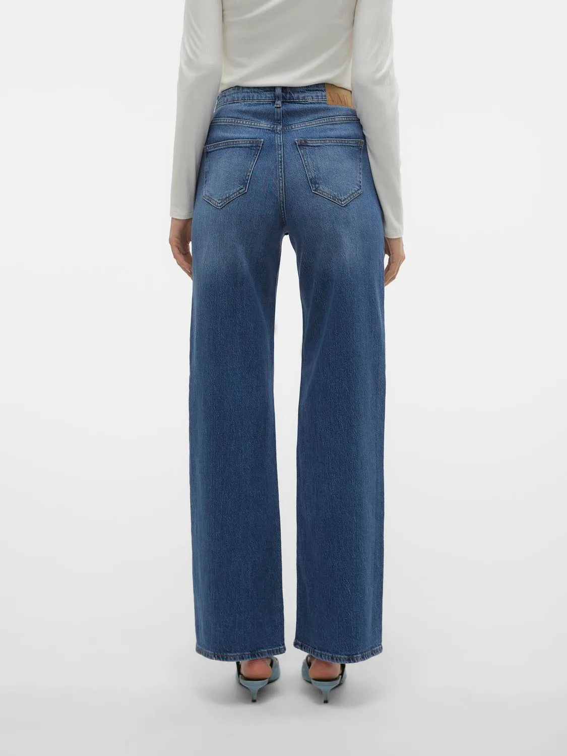 TESSA High Rise Wide Leg Jeans in Classic Mid Blue Denim - Image 3